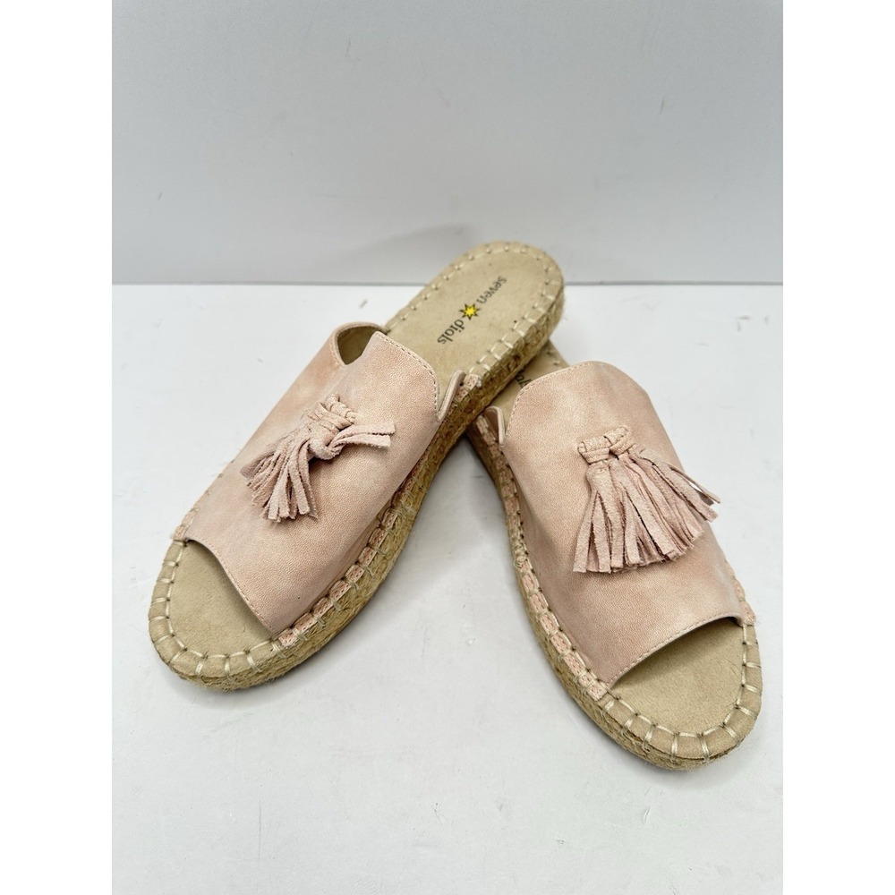 Seven Dials Wendelle Slide Espadrille Tassel Sandal 8.5M Pale Pink Faux Suede